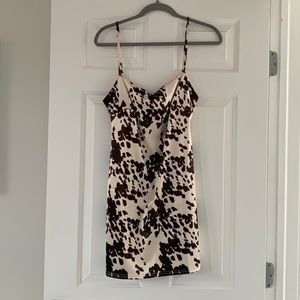 Brown and beige printed mini dress from Urban Outfitters